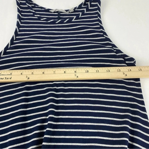 Athleta Womens Small Navy Gray Striped Racerback Super Swing Tank Dress Pockets - Picture 3 of 8